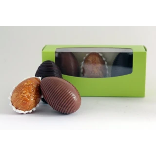 3 œufs de Pâques lait, noir, nougatine