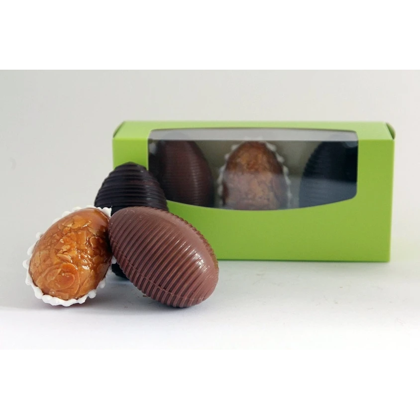 3 œufs de Pâques lait, noir, nougatine