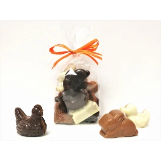 Animaux praliné feuilleté enrobés de chocolat 100g