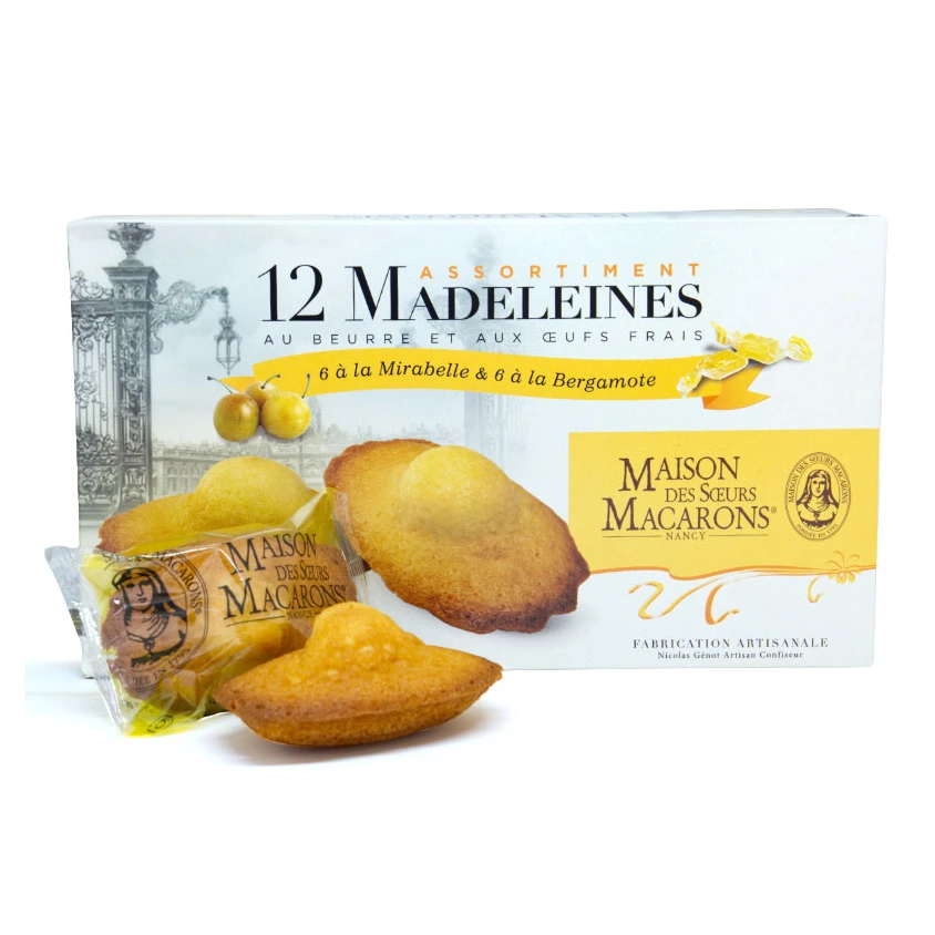 Boîte de 12 Madeleines Bergamote et Mirabelle