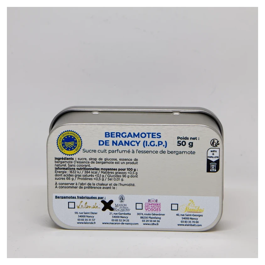 Boîte en métal Collector 30 ans label IGP Bergamote de Nancy 50g