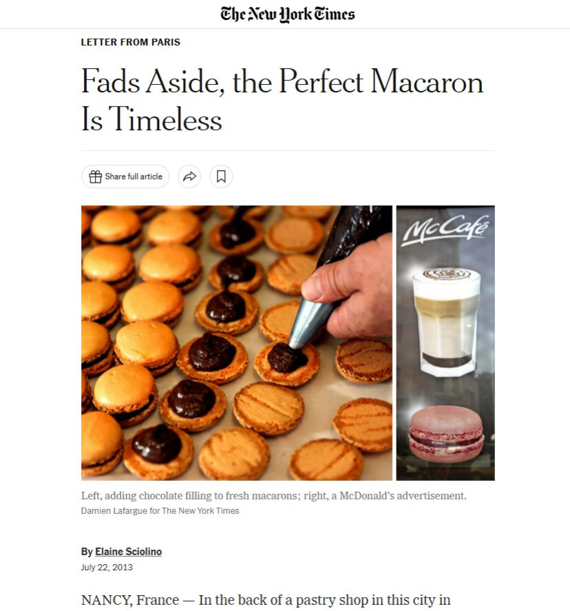 The New York Times : Fads Aside, the Perfect Macaron Is Timeless