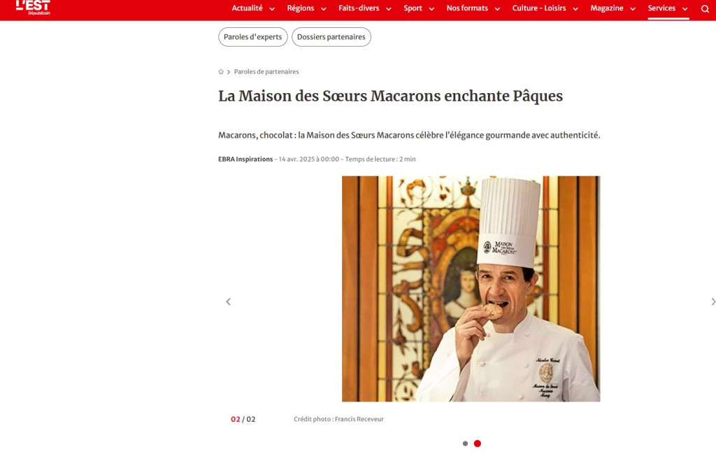 La Maison des Soeurs Macarons enchante Pâques. Article dans l'EST REPUBLICAIN