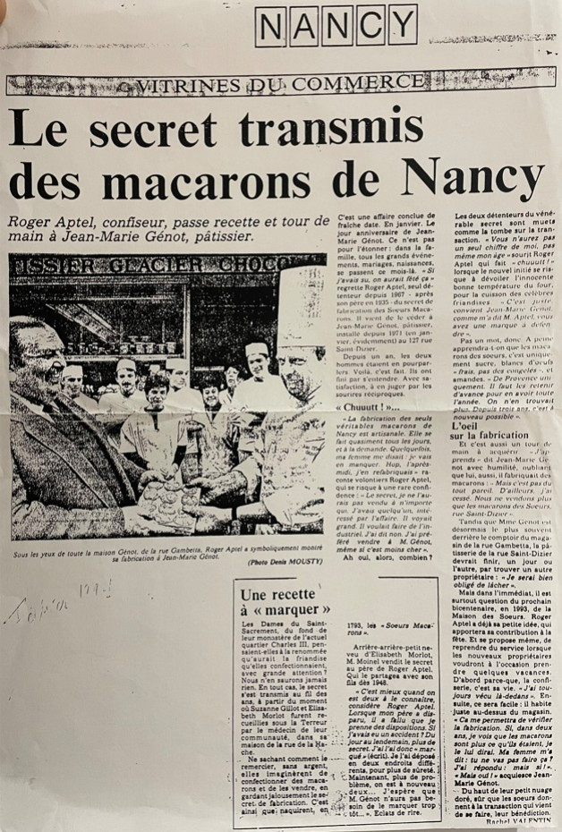 l'EST REPUBLICAIN février 1991 - Le secret transmis des macarons de Nancy