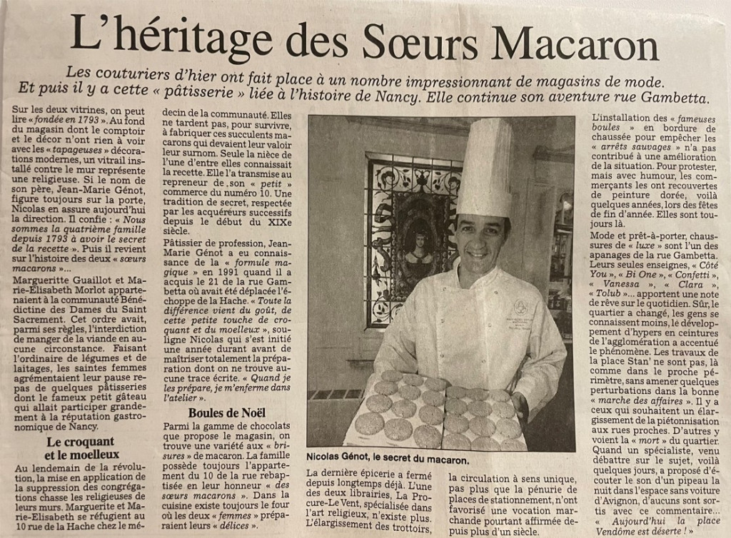 l'EST REPUBLICAIN 7 juin 2004 - l'héritage des Soeurs Macaron