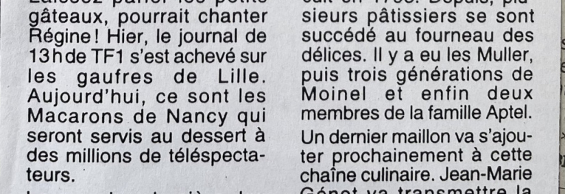 Article dans l'EST REPUBLICAIN - Le fait du jour - TF1 chez les Soeurs Macarons